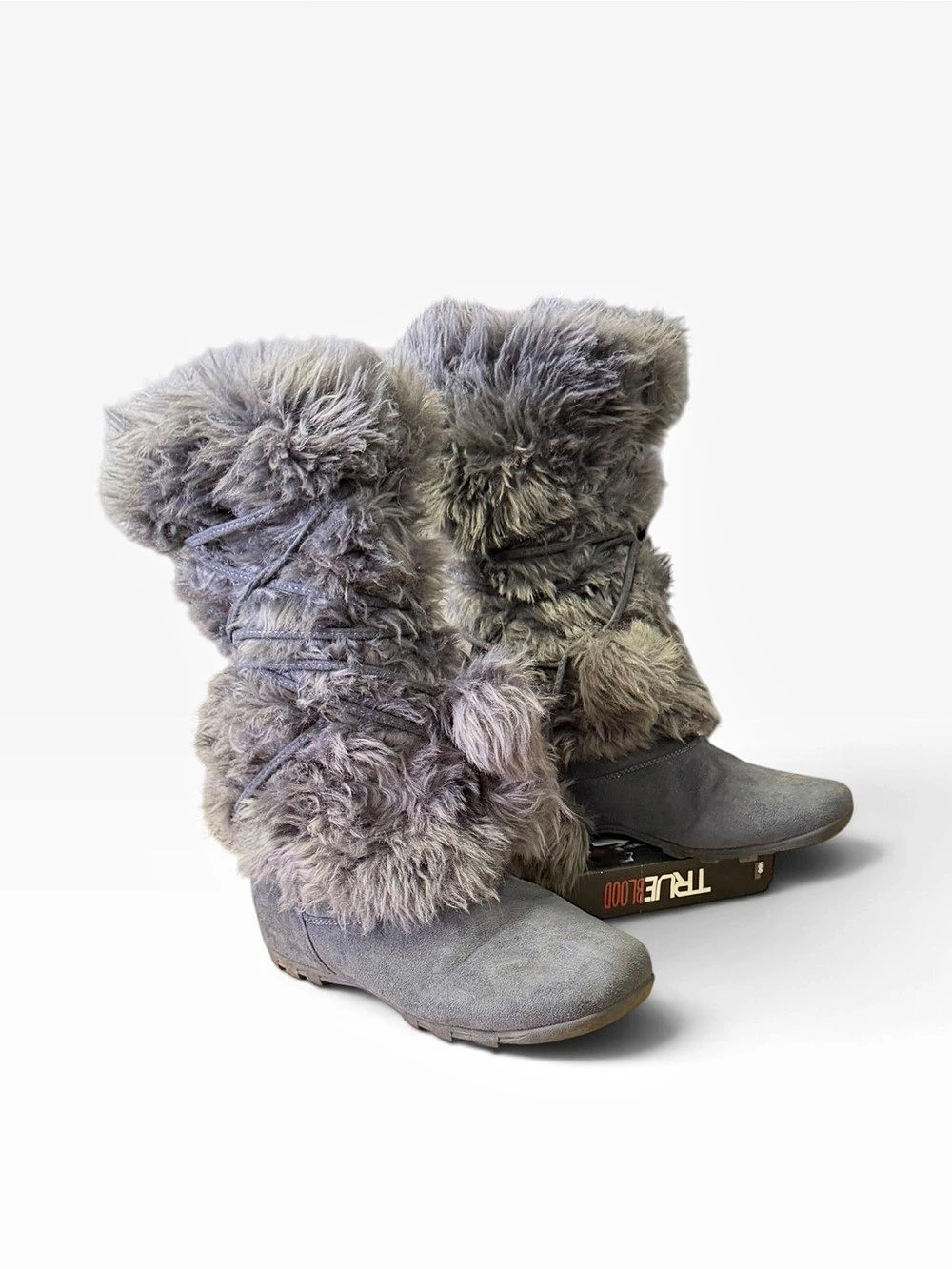 Gray Faux Fur Winter Boots